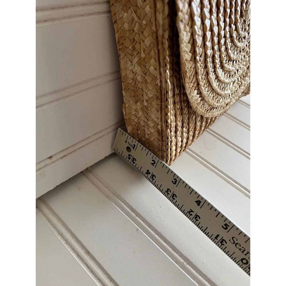 EWC Woven Straw Clutch Handbag Tan Raffia Summer Beach Boho Envelope Bag